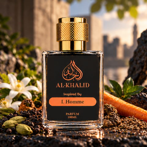 Luxury Pr@d@-L Homme perfume by AL-KHALID Perfumes, featuring elegant bottle design and sophisticated scent profile.