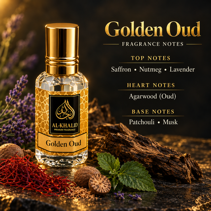 Golden Oud Attar | Saffron & Oud Perfume Oil for Men & Women