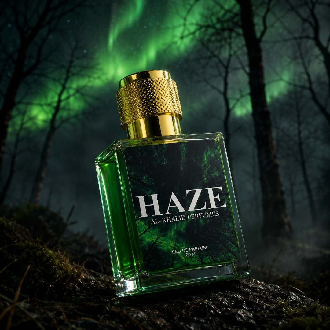 AL-KHALID PERFUMES HAZE women's perfume featuring French cognac vanilla and tonka bean fragrance in a sleek bottle.