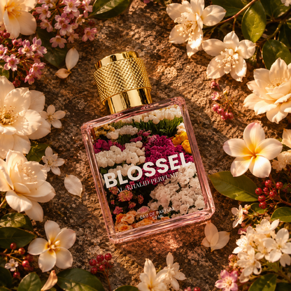 AL-KHALID PERFUMES BLOSSEL floral gardenia and jasmine women's perfume bottle with elegant design and floral fragrance details