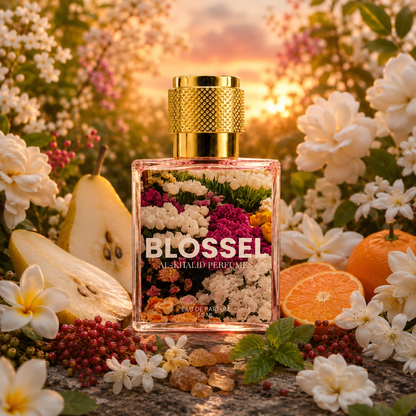 AL-KHALID PERFUMES BLOSSEL women's floral perfume with gardenia and jasmine notes, elegant glass bottle with floral accents