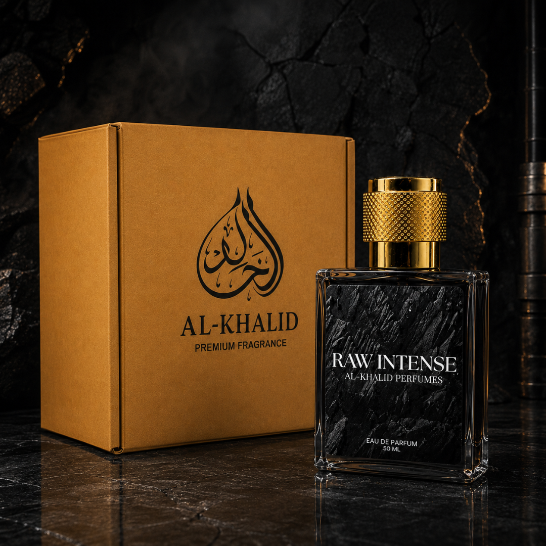 Premium men's perfume by AL-KHALID PERFUMES featuring a spicy woody fragrance in a sleek bottle.